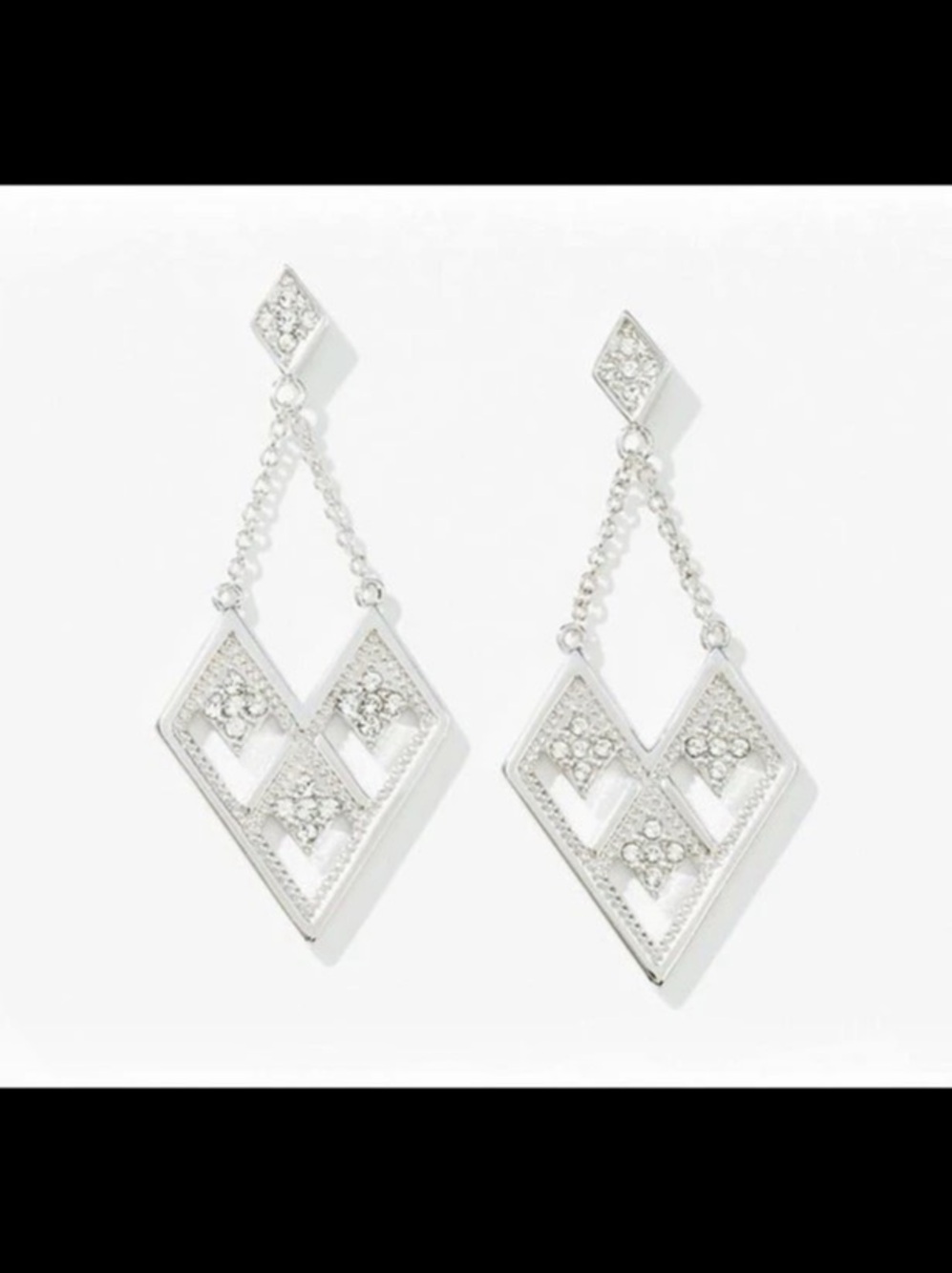 Touchstone Crystal Swarovski Bonita Earrings Wedding Formal 1 3/4 Dangle  #768